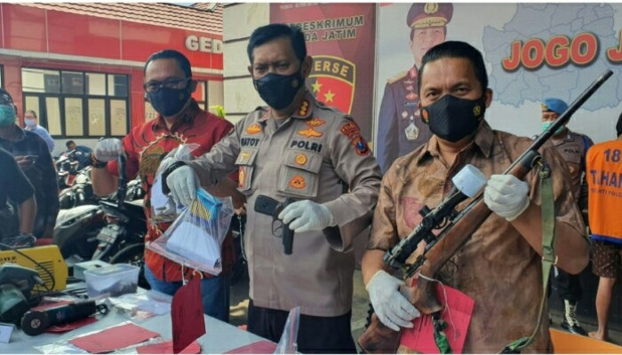 Subdit Jatanras Ditreskrimum Polda Jatim Amankan Terduga Kepemilikan Senpi Ilegal