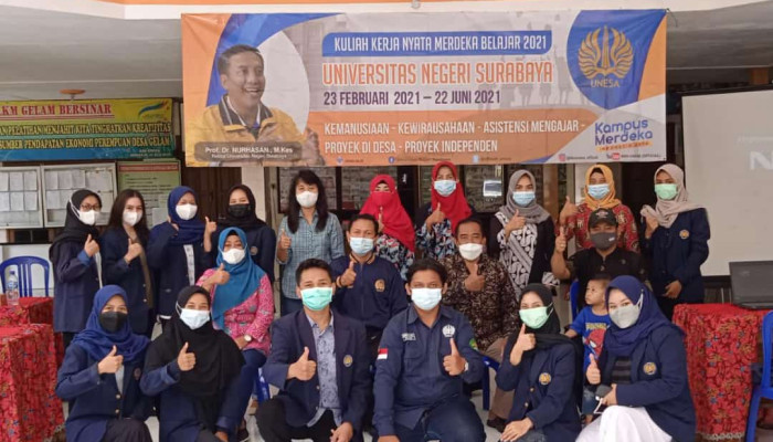Kkn Mahasiswa Unesa Di Desa Gelam, Sidoarjo Terapkan Merdeka Belajar