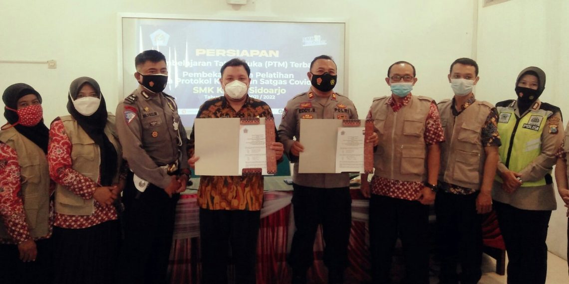 SMK Krian 1 Sidoarjo Gelar MoU dengan Satgas Covid-19, Siap PTM