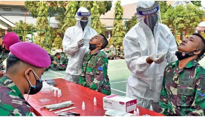 Satgas Marinir Pam Ambalat Xxvii Di Tes Swab Antigen