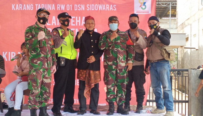 Kirab Bendera Merah Putih Sepanjang 250 Meter Disaksikan Danramil Krian, Sidoarjo Kapten Inf Sanusi