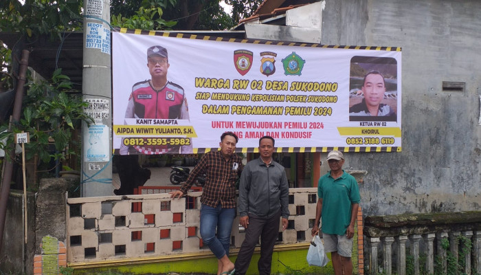 Polsek Sukodono Sebar Imbauan Kamtibmas Sukseskan Pemilu 2024