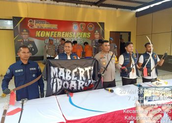 Satreskrim Polresta Sidoarjo Bekuk 3 Pelaku dan 4 Anak Dibawah Umur Pembawa Sajam 