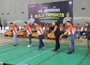 Turnamen Bulu Tangkis Kapolres Nganjuk Cup 2024 Dalam Rangka Hut Bhayangkara Ke-78 Resmi Dibuka, 64 Pasangan Ganda Pria Siap Berebut Juara