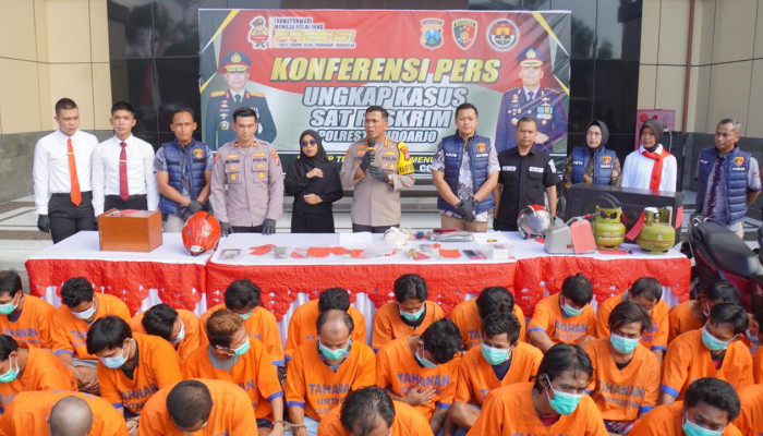 Operasi Sikat Semeru 2024, Satreskrim Polresta Sidoarjo Dan Polsek Jajaran Panen 70 Tersangka 