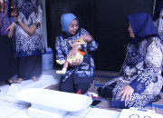 Monitoring Distribusi Bantuan Pangan, Plt.dan Ketua Tp. Pkk Sempatkan Kunjungi Posyandu