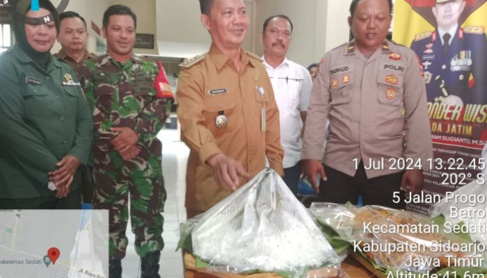 Camat Sedati Abu Dardak Beserta Jajaran Dan Koramil Sedati Datangi Polsek Sedati Di Ultah Bhayangkara Ke-78