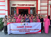 Sambut Hut Ke-76, Polwan Polresta Sidoarjo Donorkan Darah