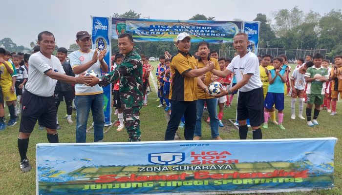 Danramil 0816/14 Taman Membuka Turnamen Liga Top Skor U 12 Zona Surabaya Di Lapangan Gelora Bringinbendo
