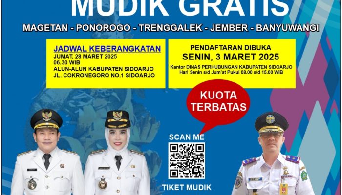 Kabar Gembira, Pemkab Sidoarjo Buka Pendaftaran Mudik Gratis
