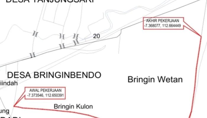 Proyek Peninggian Jalan Sidodadi-Bringinbendo Dimulai, Akses Jalan Bringin Kulon-Bringin Wetan Akan Ditutup Total Selama 6 Bulan