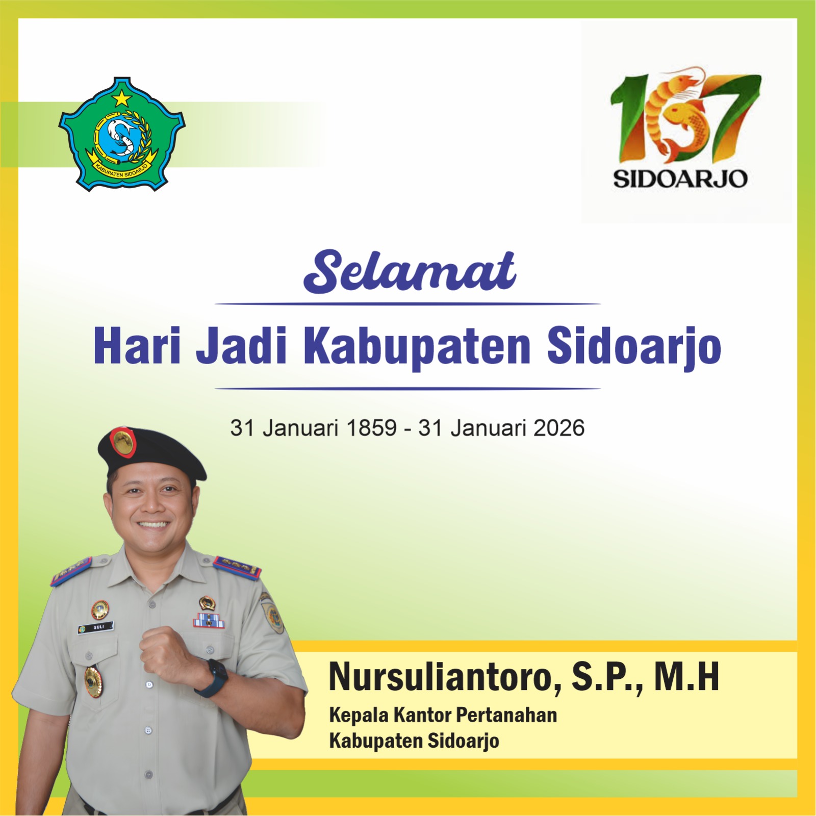 BPN Sidoarjo Mengucapkan Selamat Hari Jadi Kota Sidoarjo ke 167