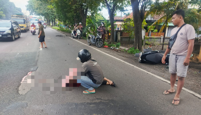 Motor Oleng Usai Hantam Jalan Berlubang Di Balongbendo, Pengendara Pcx Alami Luka Berat