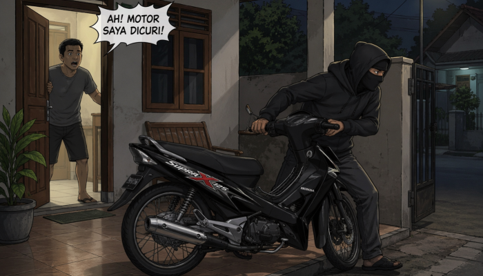 Parkir Di Teras, Motor Warga Magersari Sidoarjo Hilang Digondol Maling