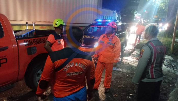 Cabang Pohon Patah Tersangkut Truk Di Krian, Arus Lalu Lintas Sempat Terganggu