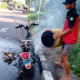 Motor Listrik Ludes Dilalap Api Di Jalan Frontage Waru Sidoarjo, Tinggal Menyisakan Kerangka