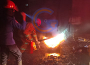 Tungku Oli Terbakar Di Kletek Taman, Petugas Pmk Berhasil Cegah Api Meluas