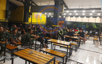Koramil 0816/14 Taman Gelar Nobar Kebangsaan Bersama Polsek Dan Warga, Prancis Kalahkan Maroko 2-0