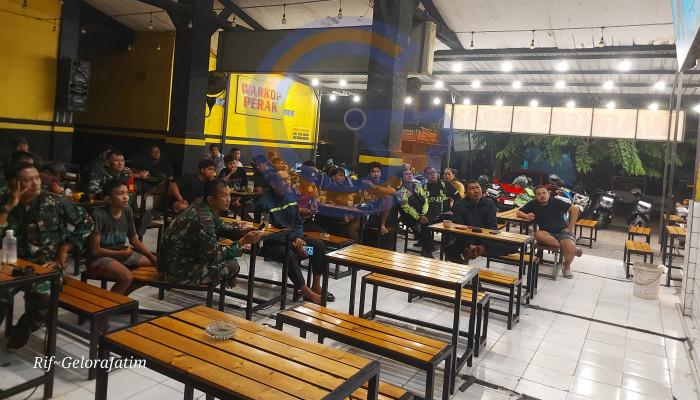 Koramil 0816/14 Taman Gelar Nobar Kebangsaan Bersama Polsek Dan Warga, Prancis Kalahkan Maroko 2-0