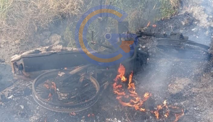Diduga Korsleting, Motor Terbakar Di Jalan Grogol Tulangan, Satu Orang Luka